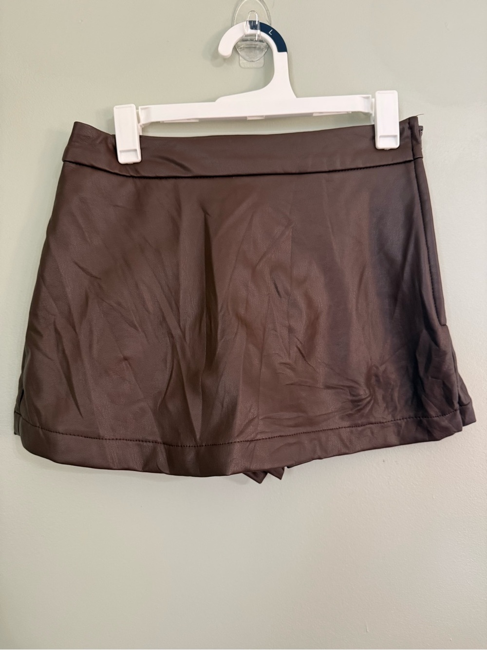 Altar'd State Brown Faux Leather Mini Skort